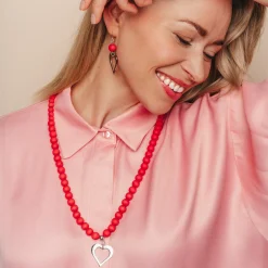 Sale Aarikka Heart Necklace, red ${1}