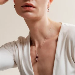 Discount Aarikka Lasipisara Necklace, plum red ${1}