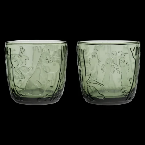 Fashion Arabia Moomin Forest Green Glass Tumblers (Set of 2) ${1}