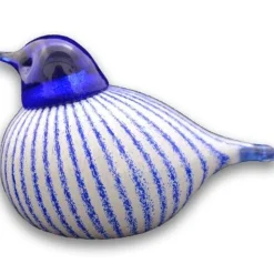 Best Bianco Blu Finnish Glass Bird, Finnish Stripes ${1}
