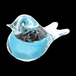 Clearance Bianco Blu Finnish Glass Bird, Peacock Turquoise Chickadee ${1}
