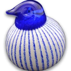Best Bianco Blu Finnish Glass Bird, Finnish Stripes ${1}