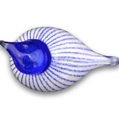 Best Bianco Blu Finnish Glass Bird, Finnish Stripes ${1}