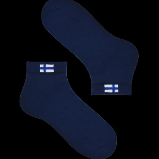 New Touch of Finland Cushioned Low-Cut Finland Flag Socks, Blue ${1}