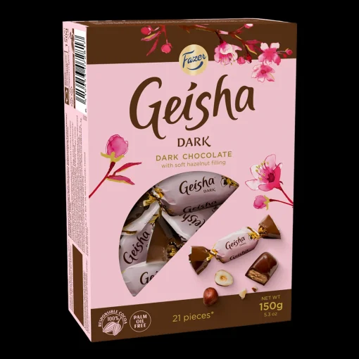Fashion Fazer Geisha Dark Chocolate with Hazelnut Box (150g) ${1}