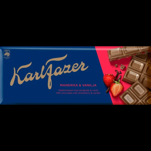 Sale Fazer Milk Chocolate Strawberry & Vanilla Bar (190g) ${1}