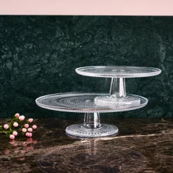 Outlet iittala Kastehelmi Dewdrop Clear Small Cake Stand ${1}