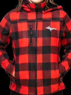 Sale Touch of Finland Ladies UP Red Fleece Lumber Hooded Jacket ${1}
