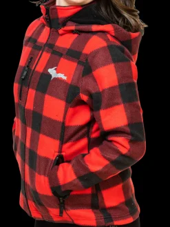 Sale Touch of Finland Ladies UP Red Fleece Lumber Hooded Jacket ${1}