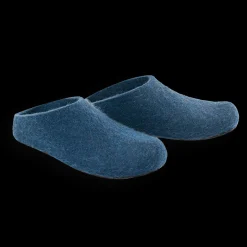 Outlet Lahtiset Felt Slippers w/ Rubber Sole, Petrol Blue ${1}