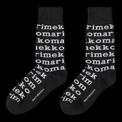 New Marimekko Kasvaa Logo Socks, black/white ${1}