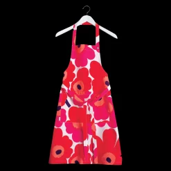 Online Marimekko Pieni Unikko Apron, white/red ${1}