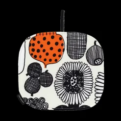 New Marimekko Puutarhurin Parhaat Pot Holder, white/black/orange ${1}