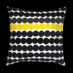 Outlet Marimekko Räsymatto Cushion Cover, white/black/yellow ${1}