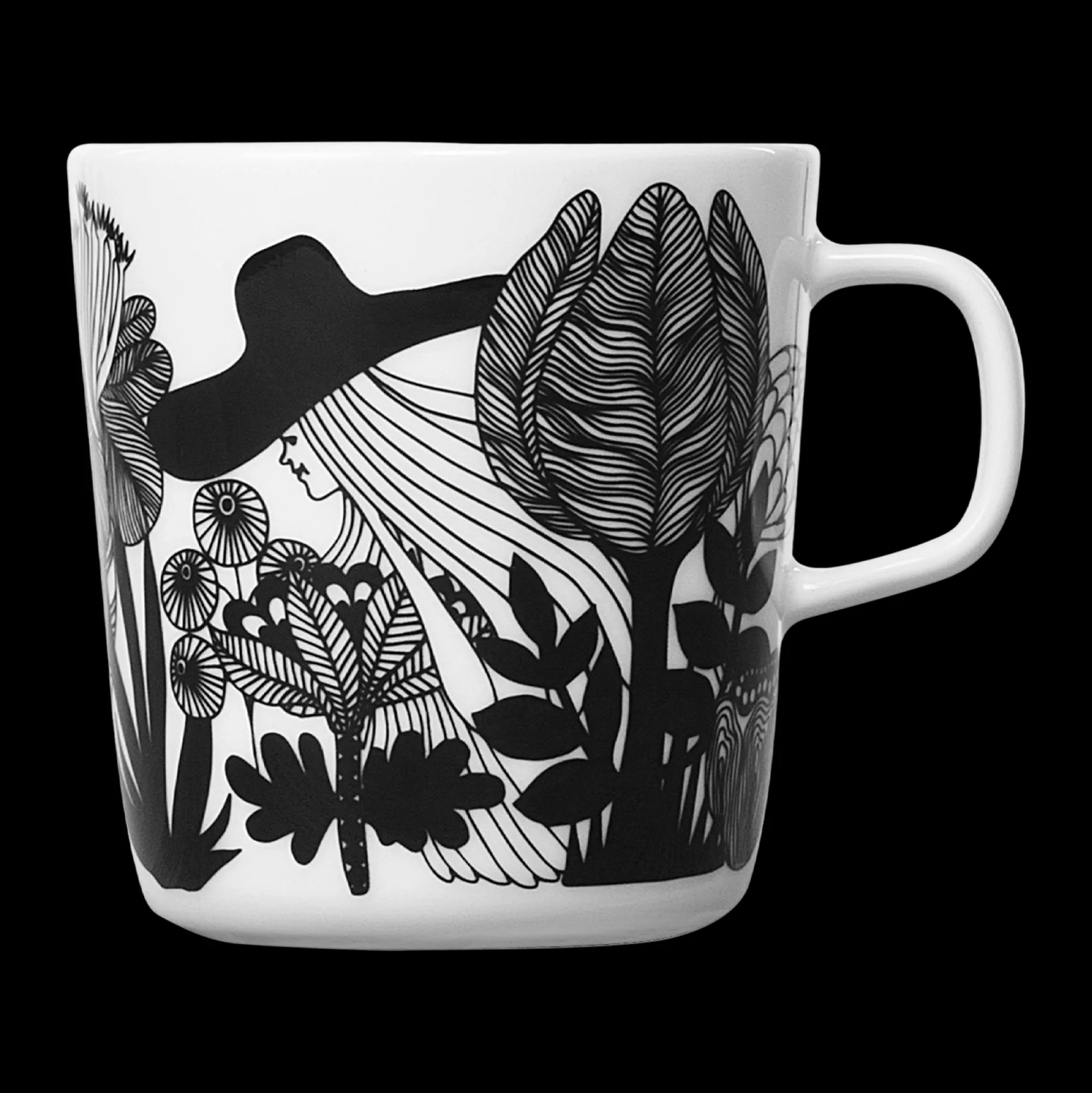 Online Marimekko Siirtolapuutarha Large Mug, white/black/pink ${1}