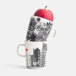 Hot Marimekko Siirtolapuutarha Mug, white/black/orange ${1}