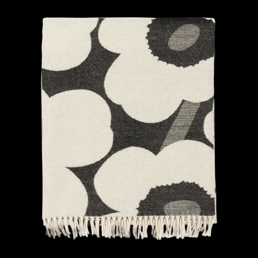 Fashion Marimekko Unikko Blanket, off-white/charcoal ${1}