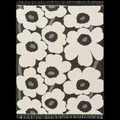 Fashion Marimekko Unikko Blanket, off-white/charcoal ${1}