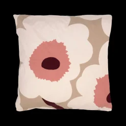 Hot Marimekko Unikko Cushion Cover, beige/linen/rose ${1}