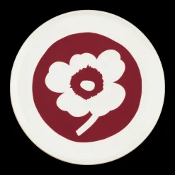 Fashion Marimekko Unikko Dinner Plate, white/dk.cherry ${1}