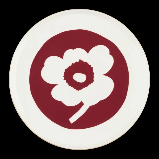 Fashion Marimekko Unikko Dinner Plate, white/dk.cherry ${1}