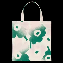 Discount Marimekko Unikko Häivähdys Cotton Tote Bag, off-white/pink/green ${1}