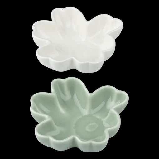 Discount Marimekko Unikko Shaped Bowls (Set of 2), white/lt.green ${1}