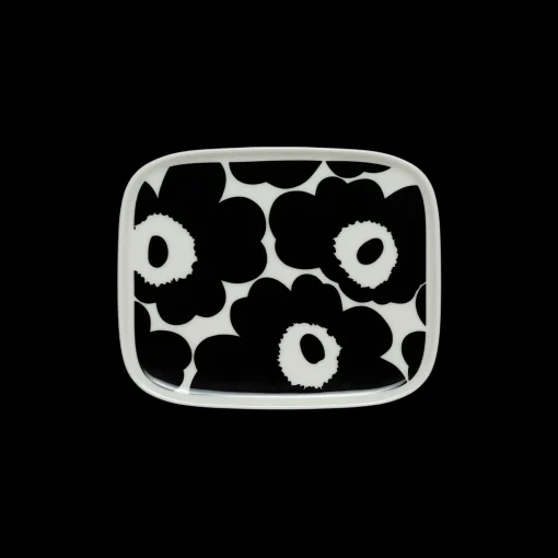 Discount Marimekko Unikko Small Rectangular Plate, white/black ${1}