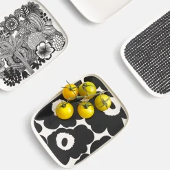 Discount Marimekko Unikko Small Rectangular Plate, white/black ${1}