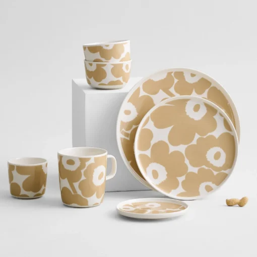 Discount Marimekko Unikko Snack Plate, white/beige ${1}