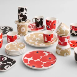 Discount Marimekko Unikko Snack Plate, white/beige ${1}