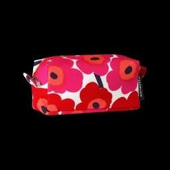 New Marimekko Unikko Tiise Cosmetic Bag, white/red ${1}