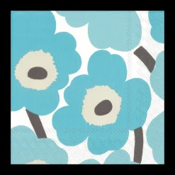 New Marimekko Unikko Turquoise Lunch Napkins (20 Pack) ${1}