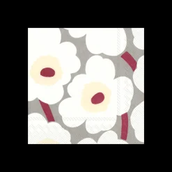 Clearance Marimekko Unikko White/Grey/Red Cocktail Napkins (20 pack) ${1}