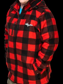 Hot Touch of Finland Mens UP Red Fleece Lumber Hooded Jacket ${1}