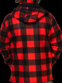 Hot Touch of Finland Mens UP Red Fleece Lumber Hooded Jacket ${1}