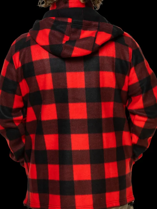 Hot Touch of Finland Mens UP Red Fleece Lumber Hooded Jacket ${1}