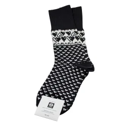 Fashion Jaana Huhtanen Design Merino Wool Socks - Hearts, Black ${1}