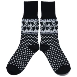 Fashion Jaana Huhtanen Design Merino Wool Socks - Hearts, Black ${1}
