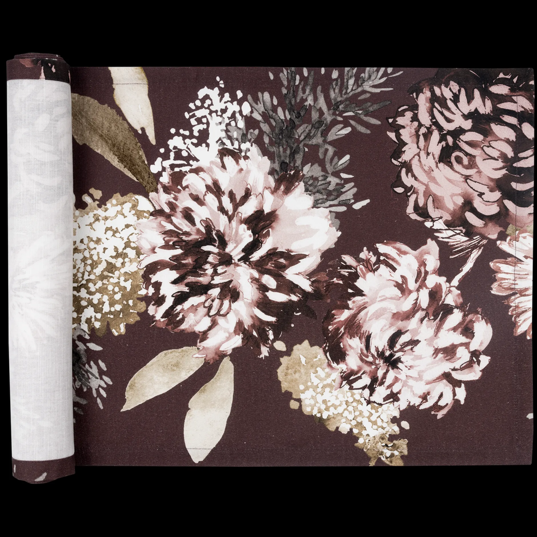 Fashion Pentik Kuningatar Coated Cotton Table Runner, burgundy ${1}