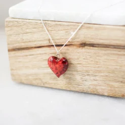 Hot Touch of Finland Red Birch Heart Necklace 20" ${1}