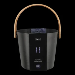 Fashion Rento Black Aluminum Bamboo Sauna Bucket ${1}