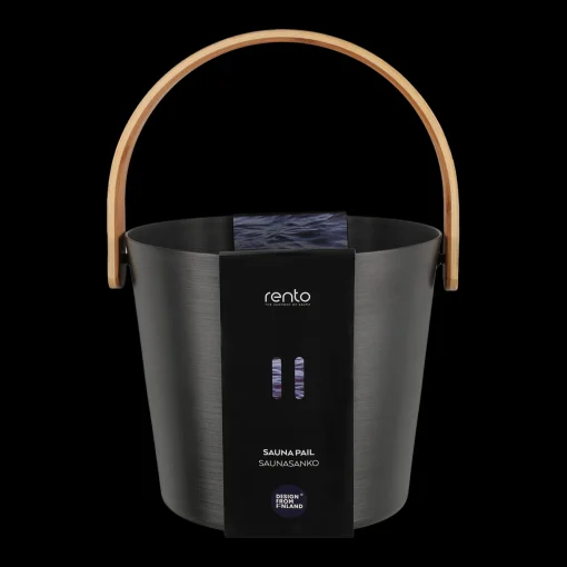Fashion Rento Black Aluminum Bamboo Sauna Bucket ${1}