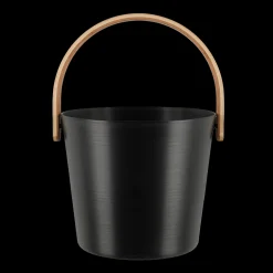 Fashion Rento Black Aluminum Bamboo Sauna Bucket ${1}