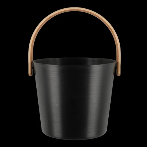 Fashion Rento Black Aluminum Bamboo Sauna Bucket ${1}