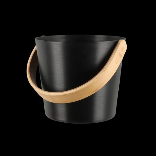 Fashion Rento Black Aluminum Bamboo Sauna Bucket ${1}