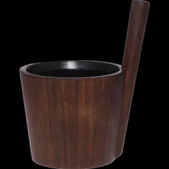 Outlet Rento Dark Bamboo Sauna Bucket w/ Liner ${1}