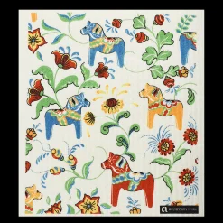 Online Swedish Dishcloths Swedish Dishcloth - Dala Horse Flowers ${1}