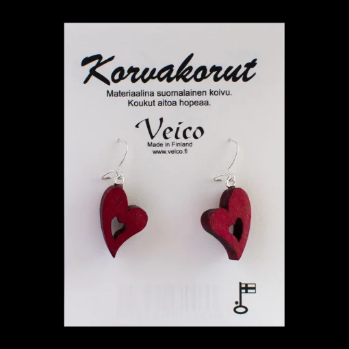 Sale Veico Red Birch Heart Earrings ${1}